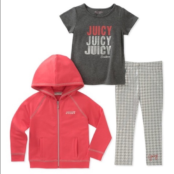 Juicy Couture Pink Juicy Stacked Zip-Up Hoodie Set